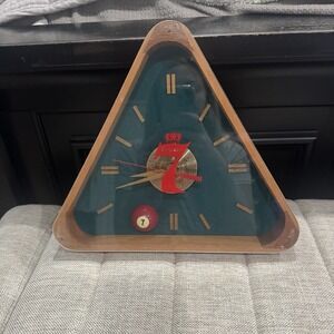Vintage Seagram's 7 Crown Triangular Bar Clock – Billiards / Pool Theme – Rare